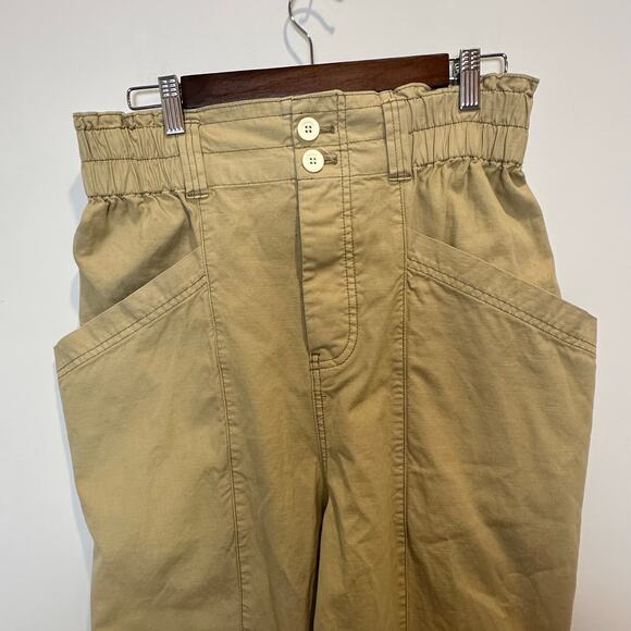 FREE PEOPLE Ready To Run Cinch Waist Pant in Parchment Size Medium Smocked Waist - Picture 4 of 14